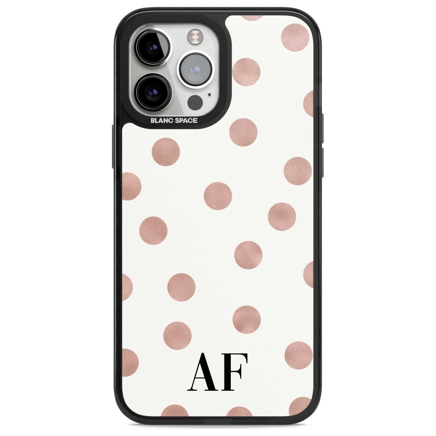 Personalised Initials & Dots Custom Phone Case iPhone 13 Pro Max / Magsafe Black Impact Case Blanc Space