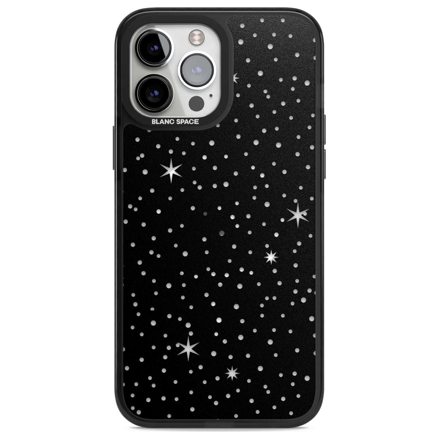 Celestial Cut-Out Stars Phone Case iPhone 13 Pro Max / Magsafe Black Impact Case Blanc Space