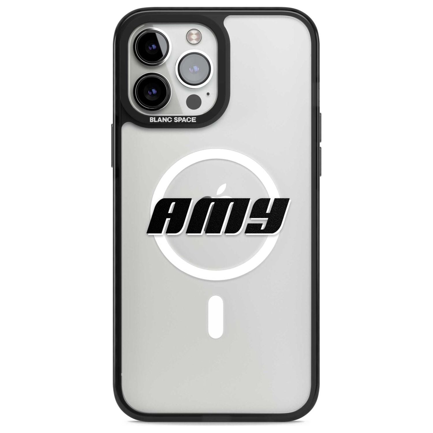 Personalised Clear Text 1C Custom Phone Case iPhone 13 Pro Max / Magsafe Black Impact Case Blanc Space