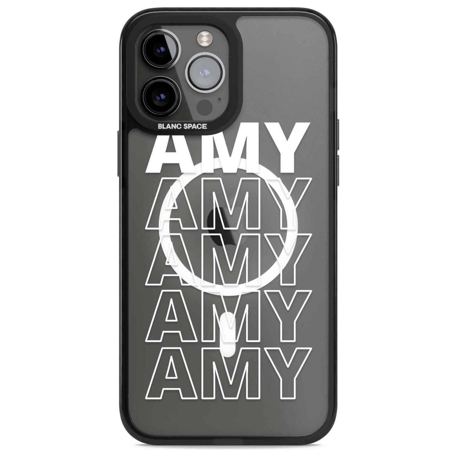 Personalised Clear Text 5C Custom Phone Case iPhone 13 Pro Max / Magsafe Black Impact Case Blanc Space