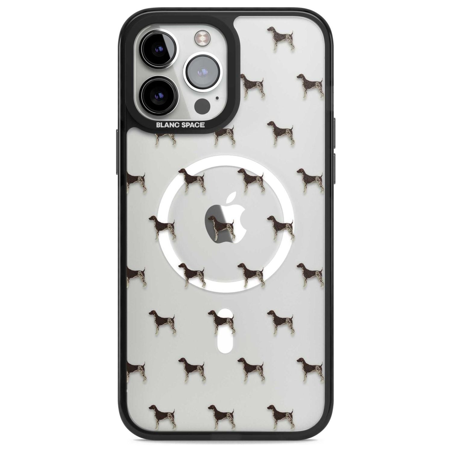 German Shorthaired Pointer Dog Pattern Clear Phone Case iPhone 13 Pro Max / Magsafe Black Impact Case Blanc Space