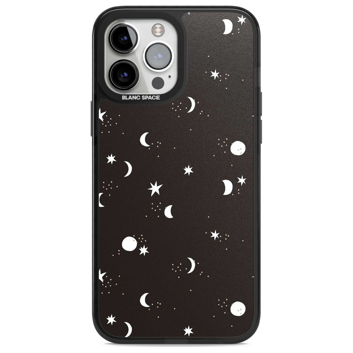 Funky Moons & Stars Phone Case iPhone 13 Pro Max / Magsafe Black Impact Case Blanc Space