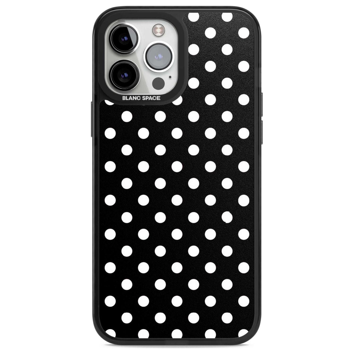 Designer Chic Black Polka Dot Phone Case iPhone 13 Pro Max / Magsafe Black Impact Case Blanc Space