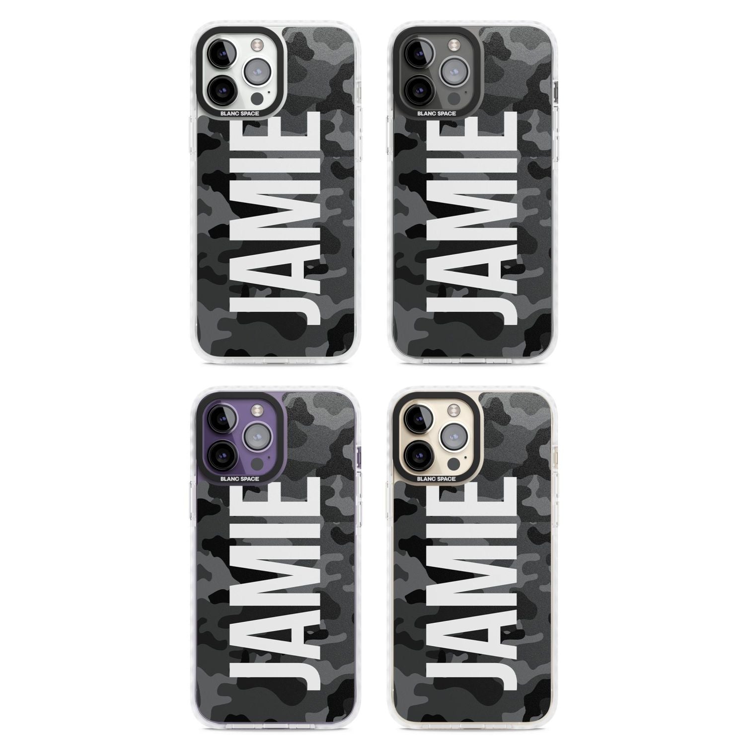 Personalised Black Camo Name Vertical