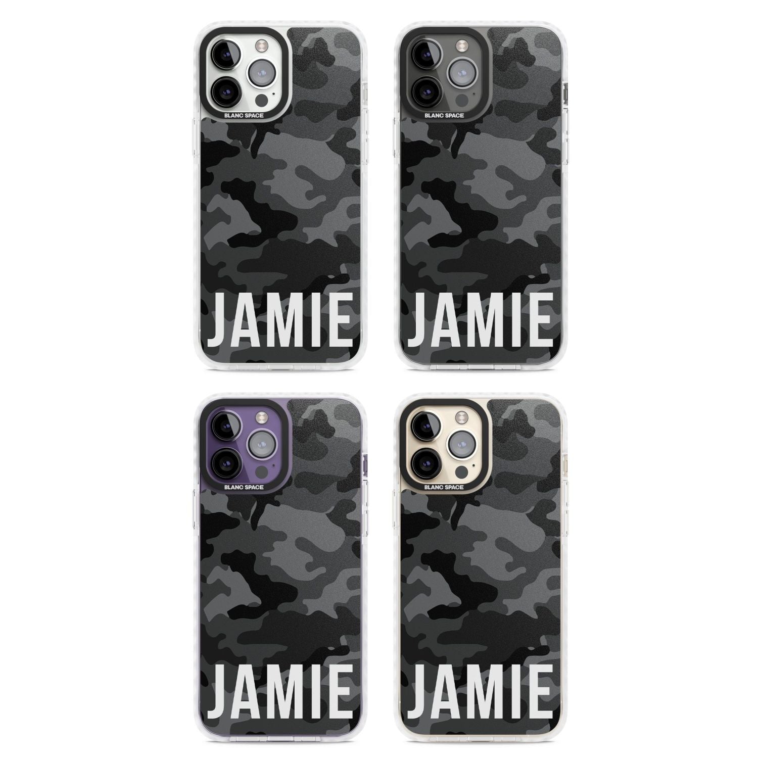 Personalised Black Camo Name Horizontal