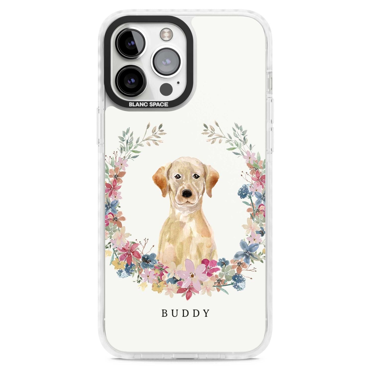 Personalised Yellow Labrador Retriever Floral Portrait