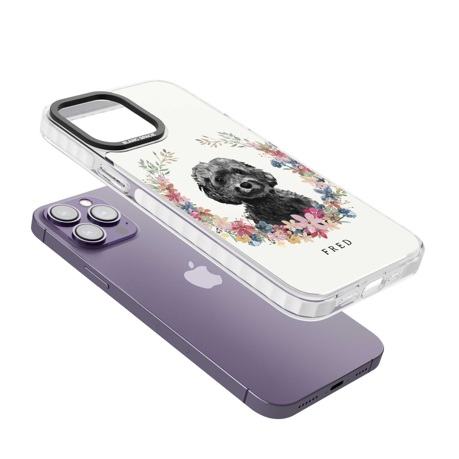 Personalised Black Cockapoo Floral Portrait