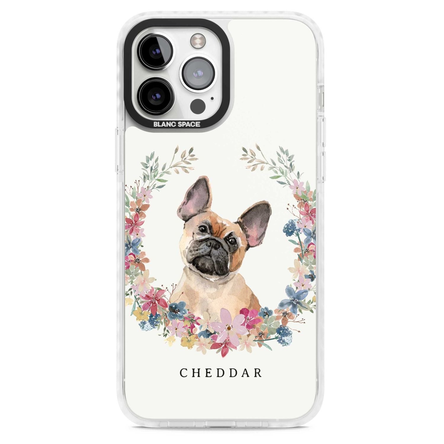 Personalised Tan French Bulldog Floral Portrait