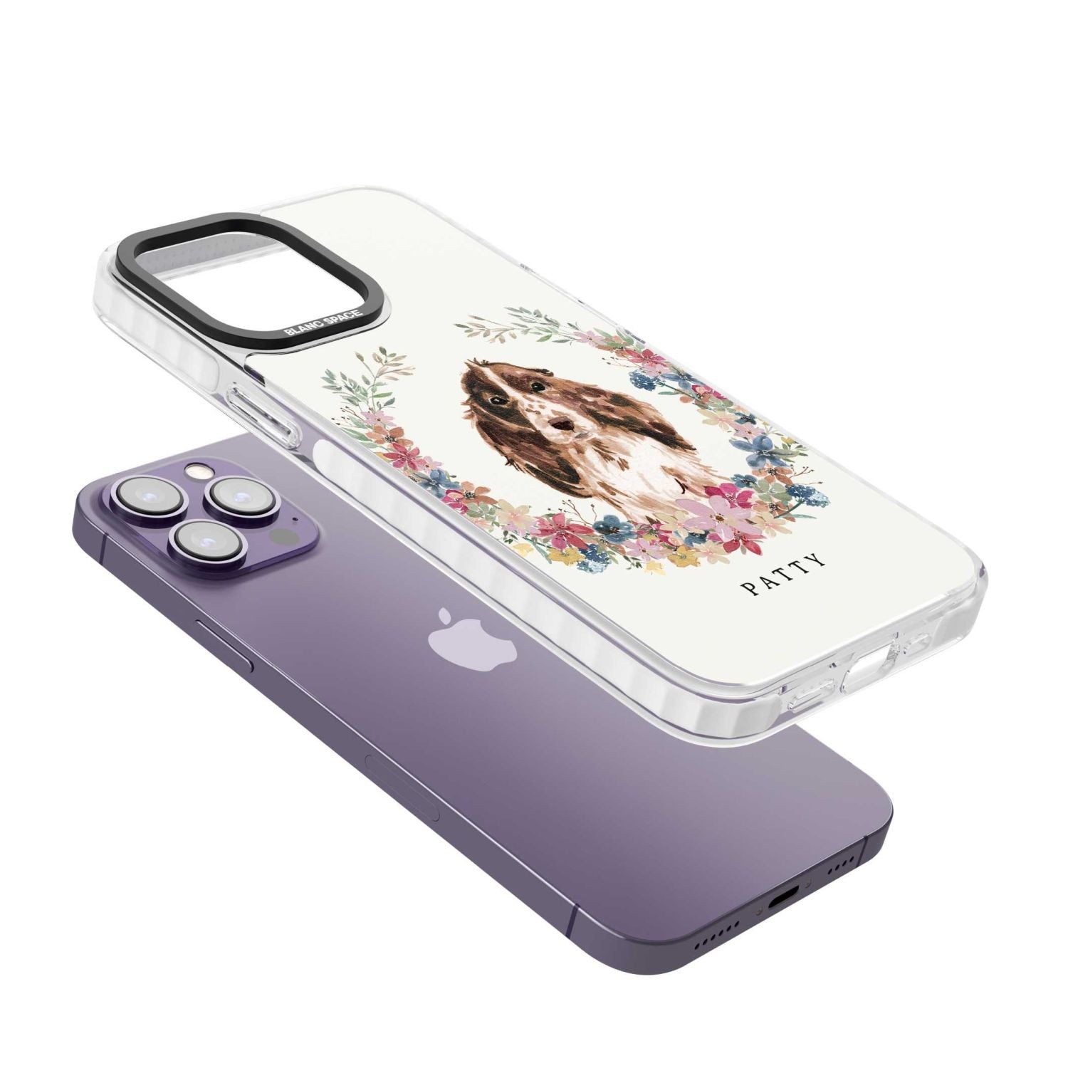 Personalised Cocker Spaniel Floral Portrait