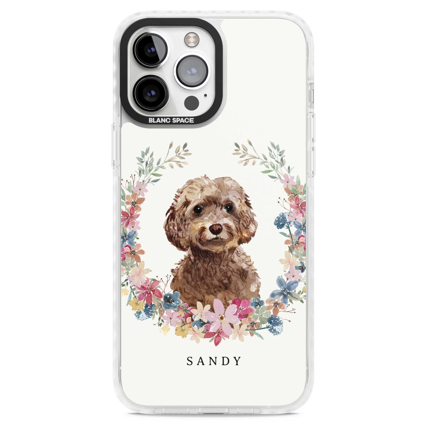 Personalised Brown Cockapoo Floral Portrait