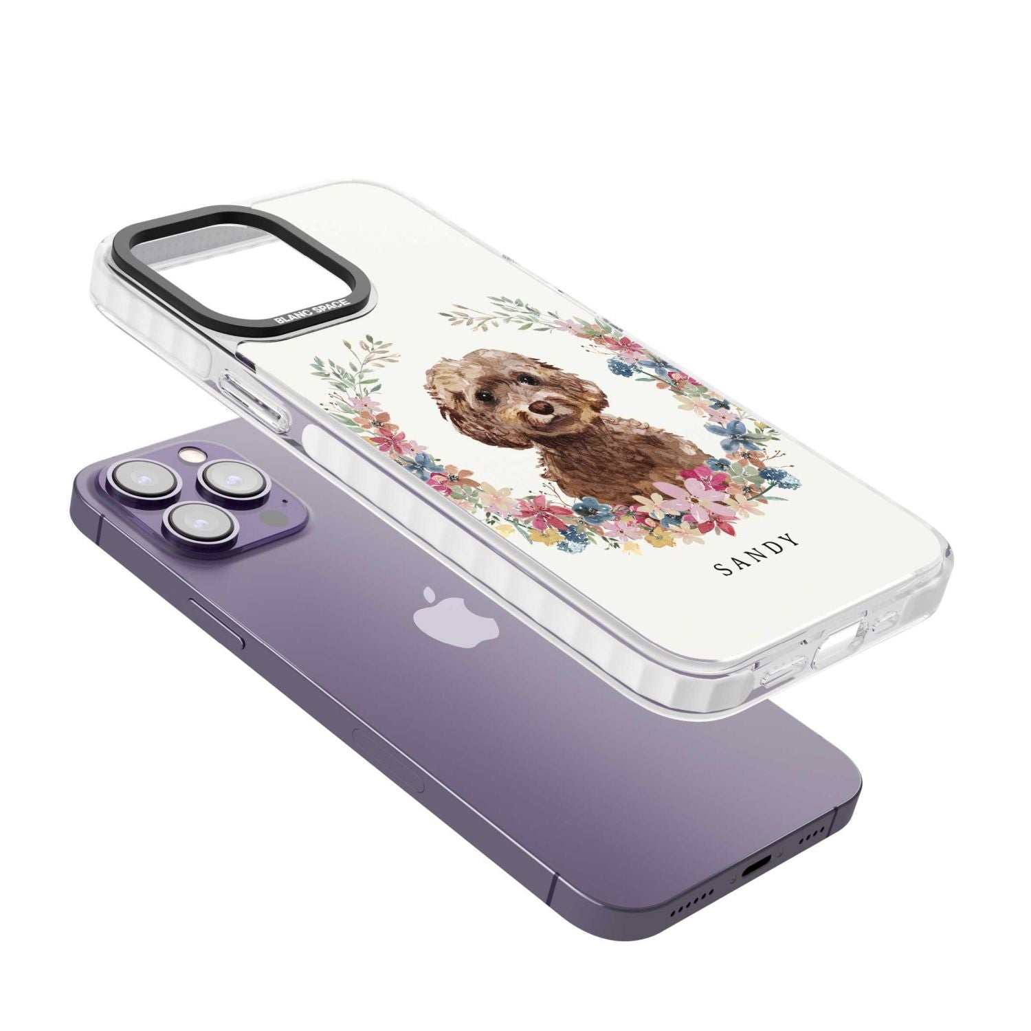 Personalised Brown Cockapoo Floral Portrait