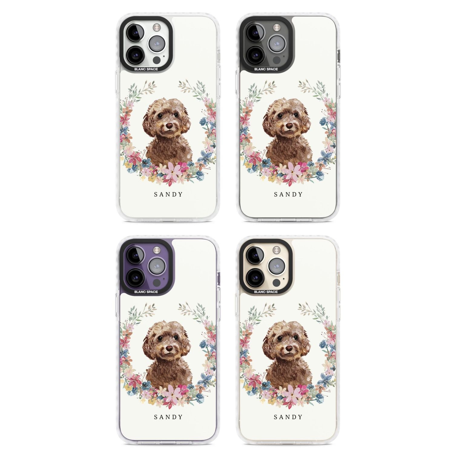 Personalised Brown Cockapoo Floral Portrait