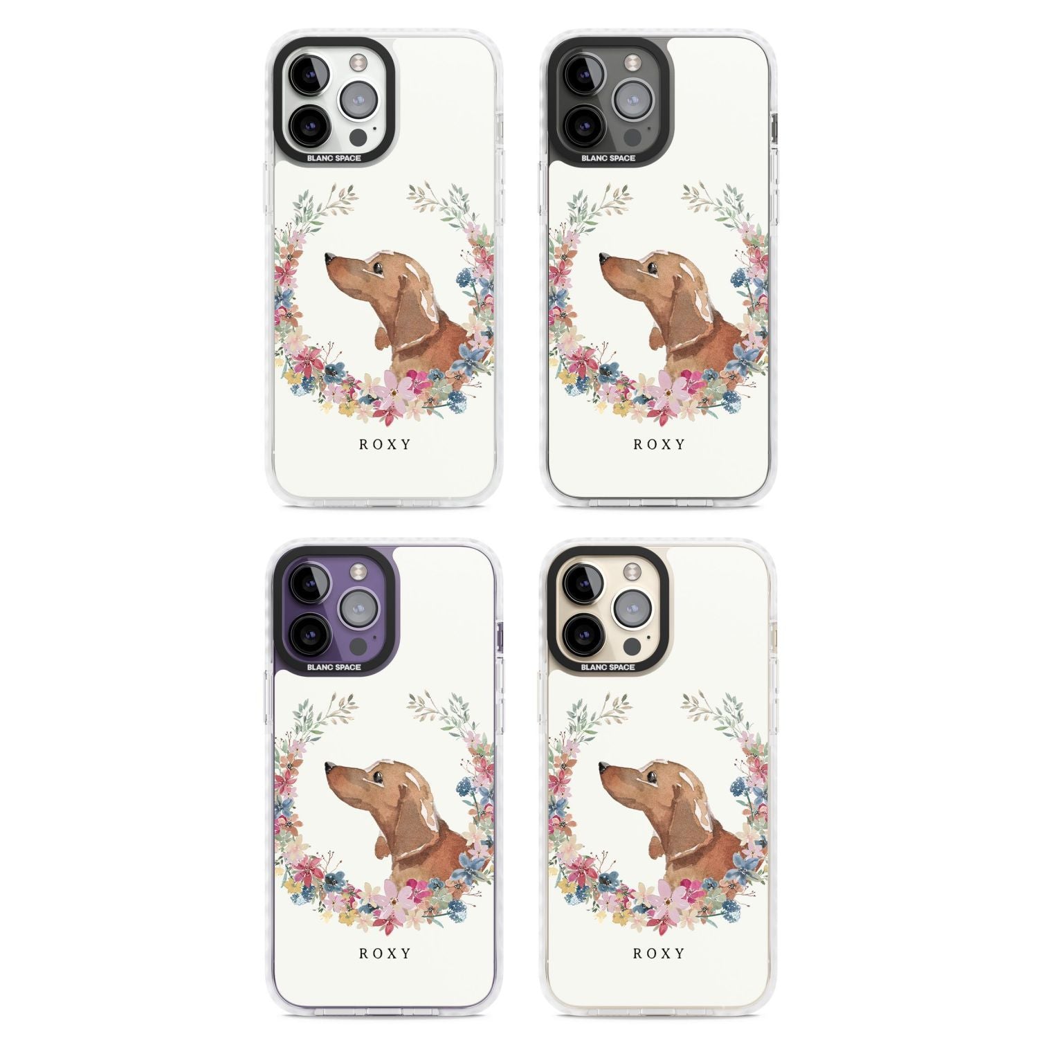 Personalised Tan Dachshund Floral Portrait