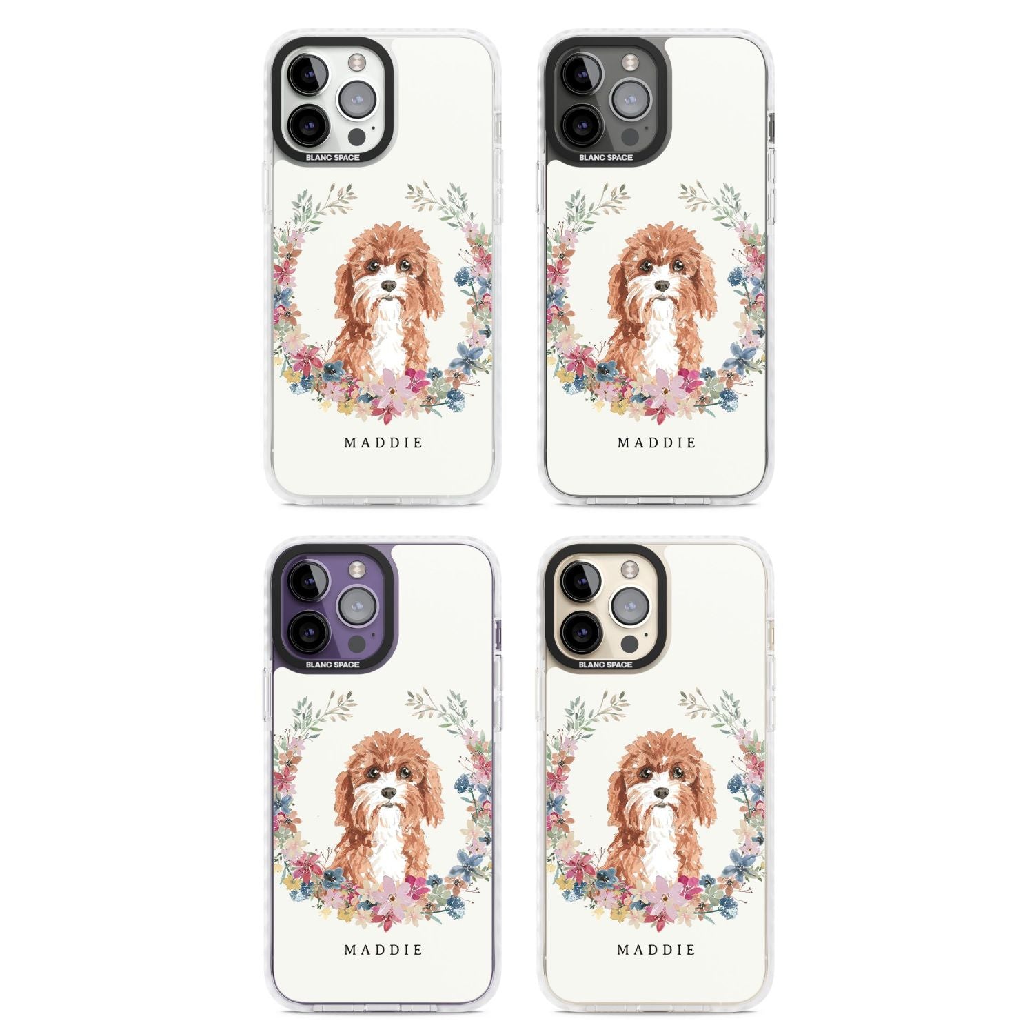 Personalised Cavapoo Floral Portrait