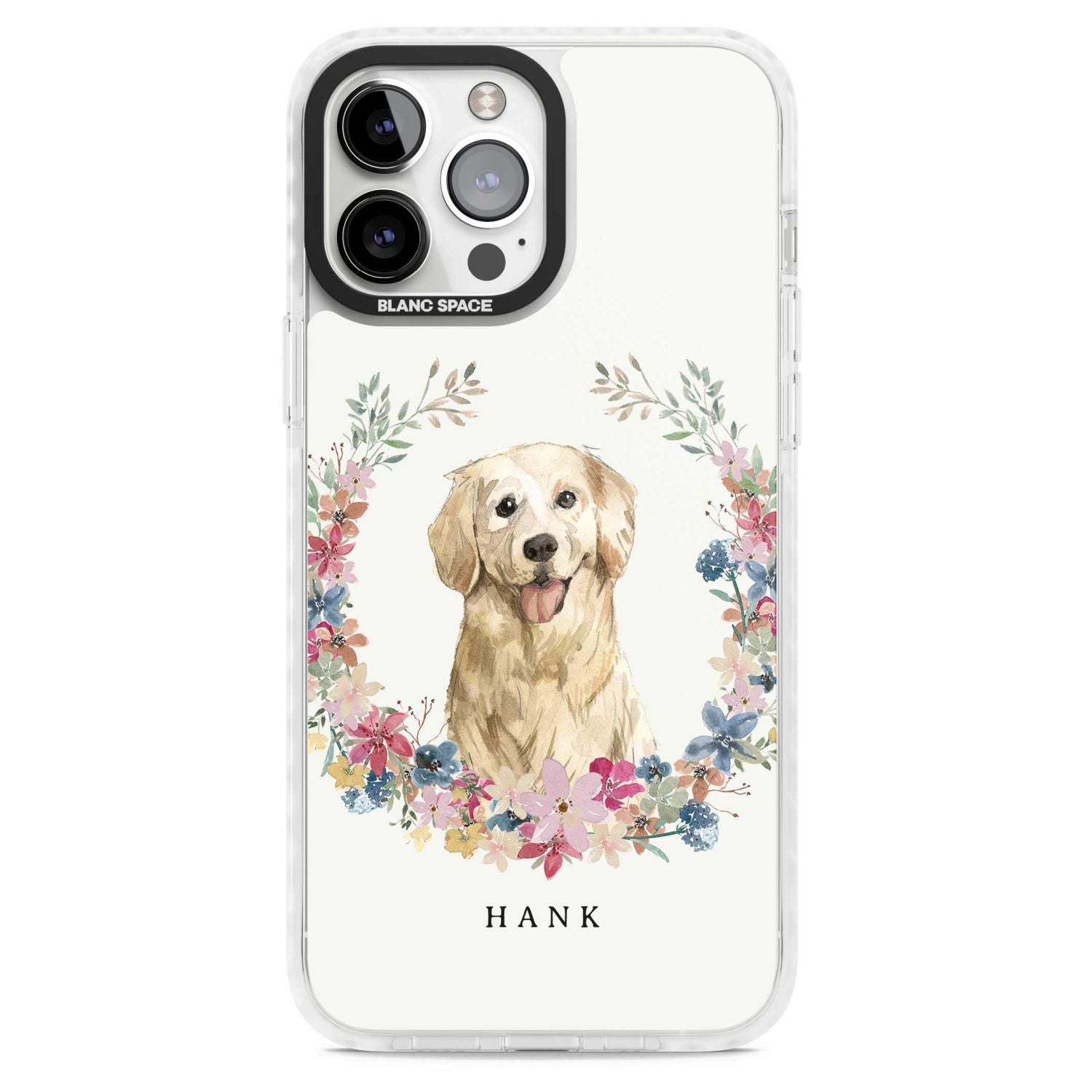 Personalised Golden Retriever Floral Portrait