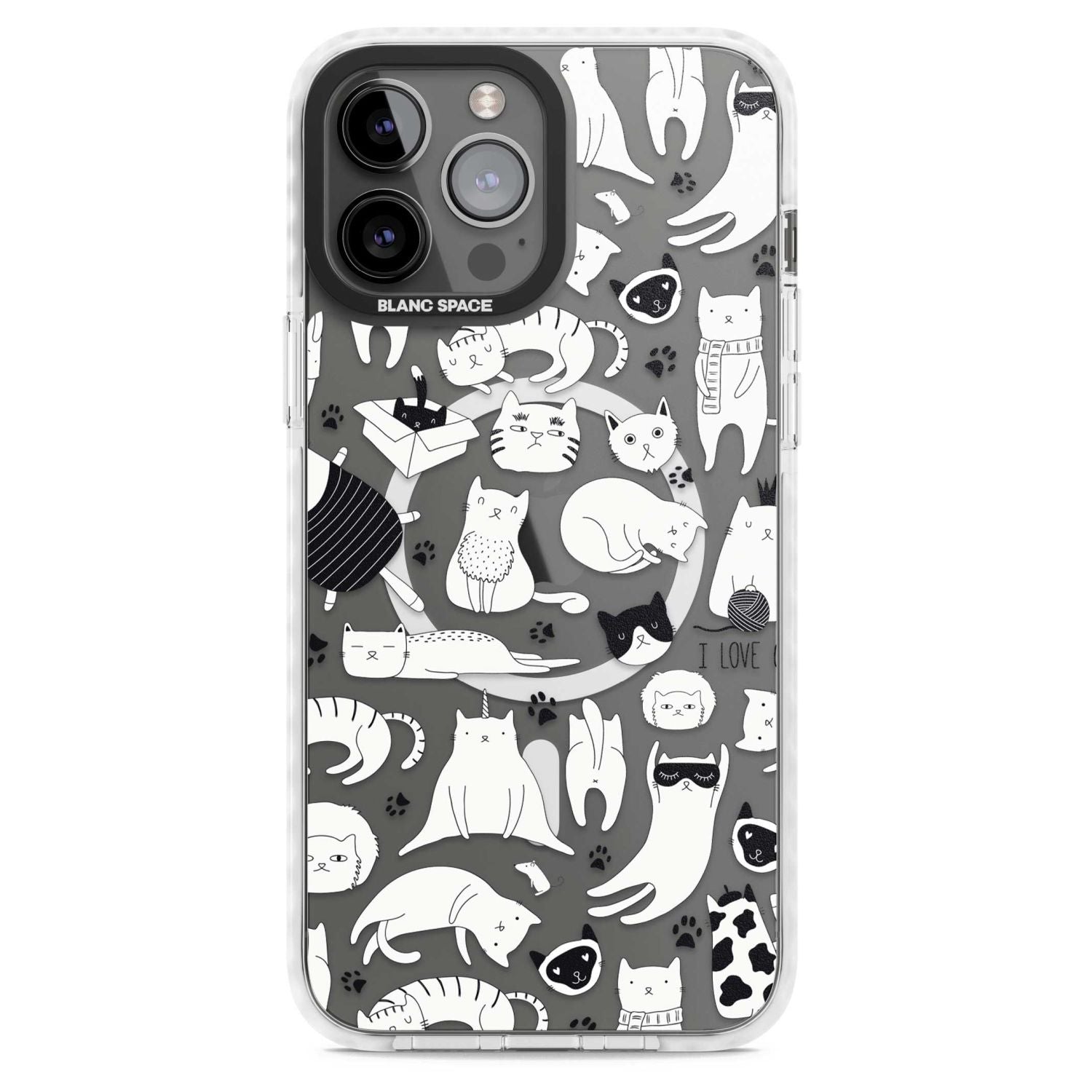 Cartoon Cat Collage Black & White