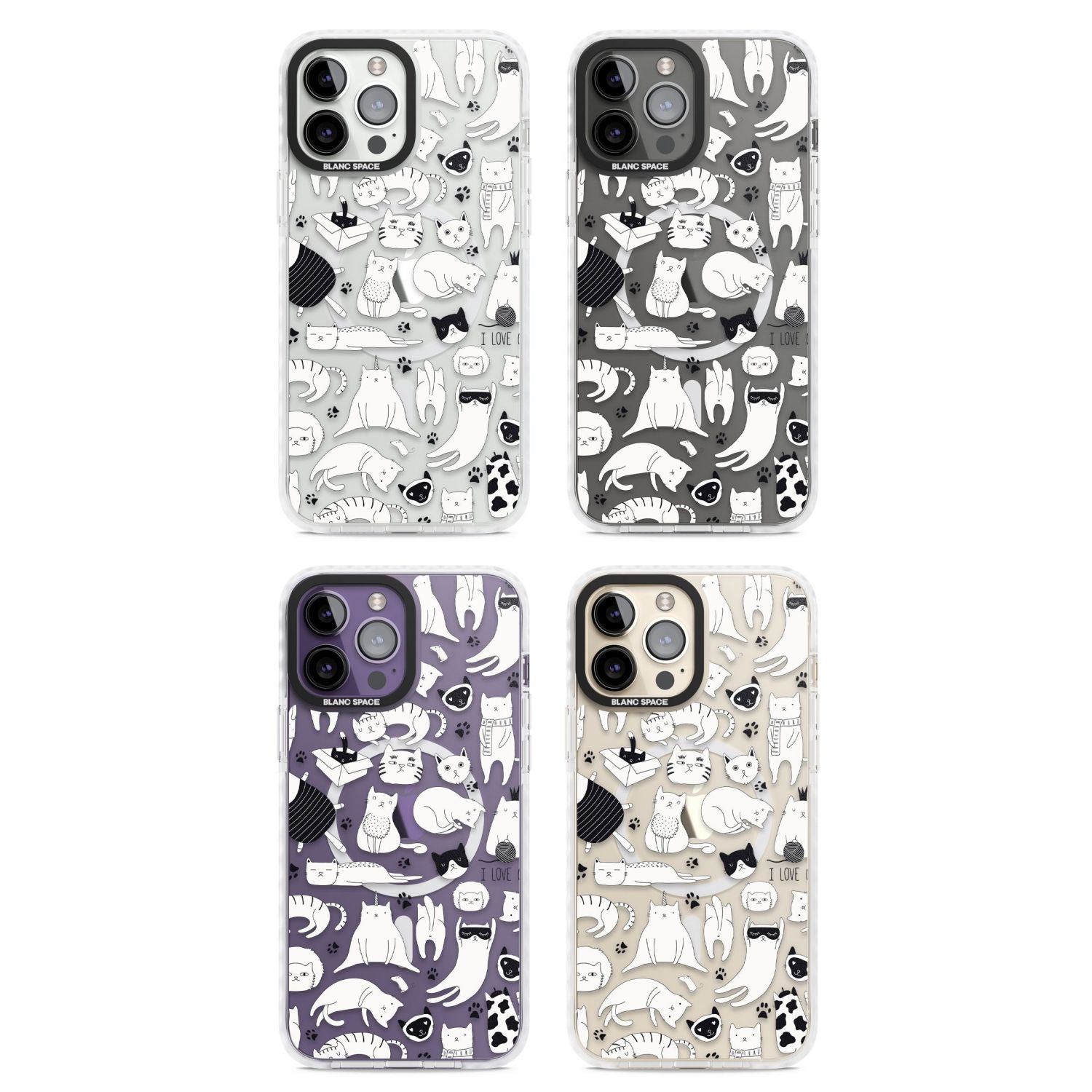 Cartoon Cat Collage Black & White