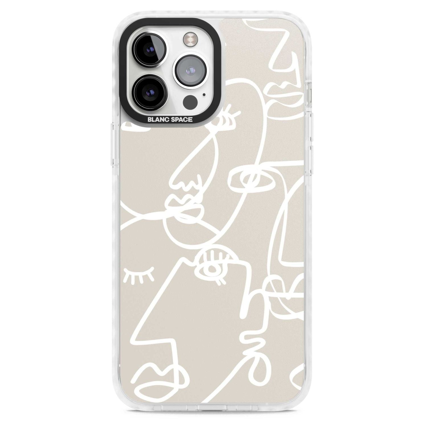 Abstract Line Art White Beige