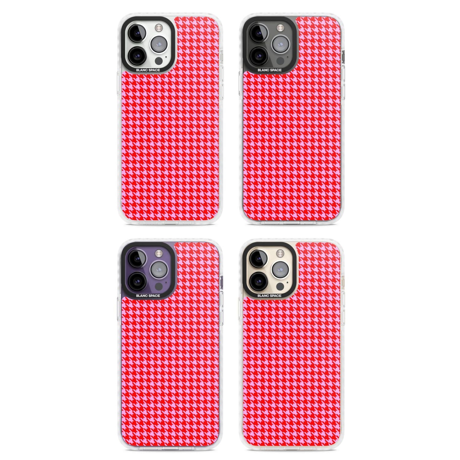 Neon Pink & Red Houndstooth