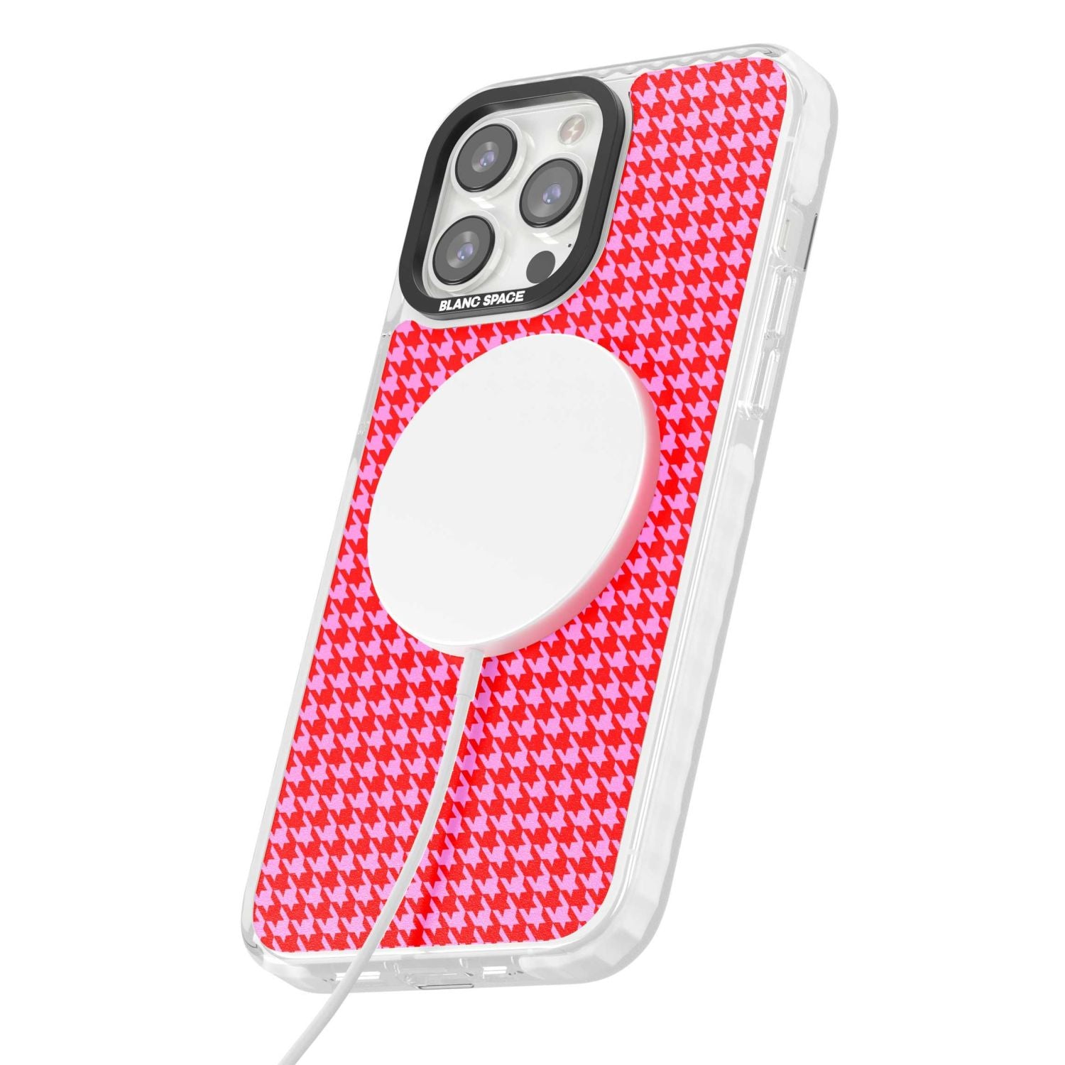 Neon Pink & Red Houndstooth