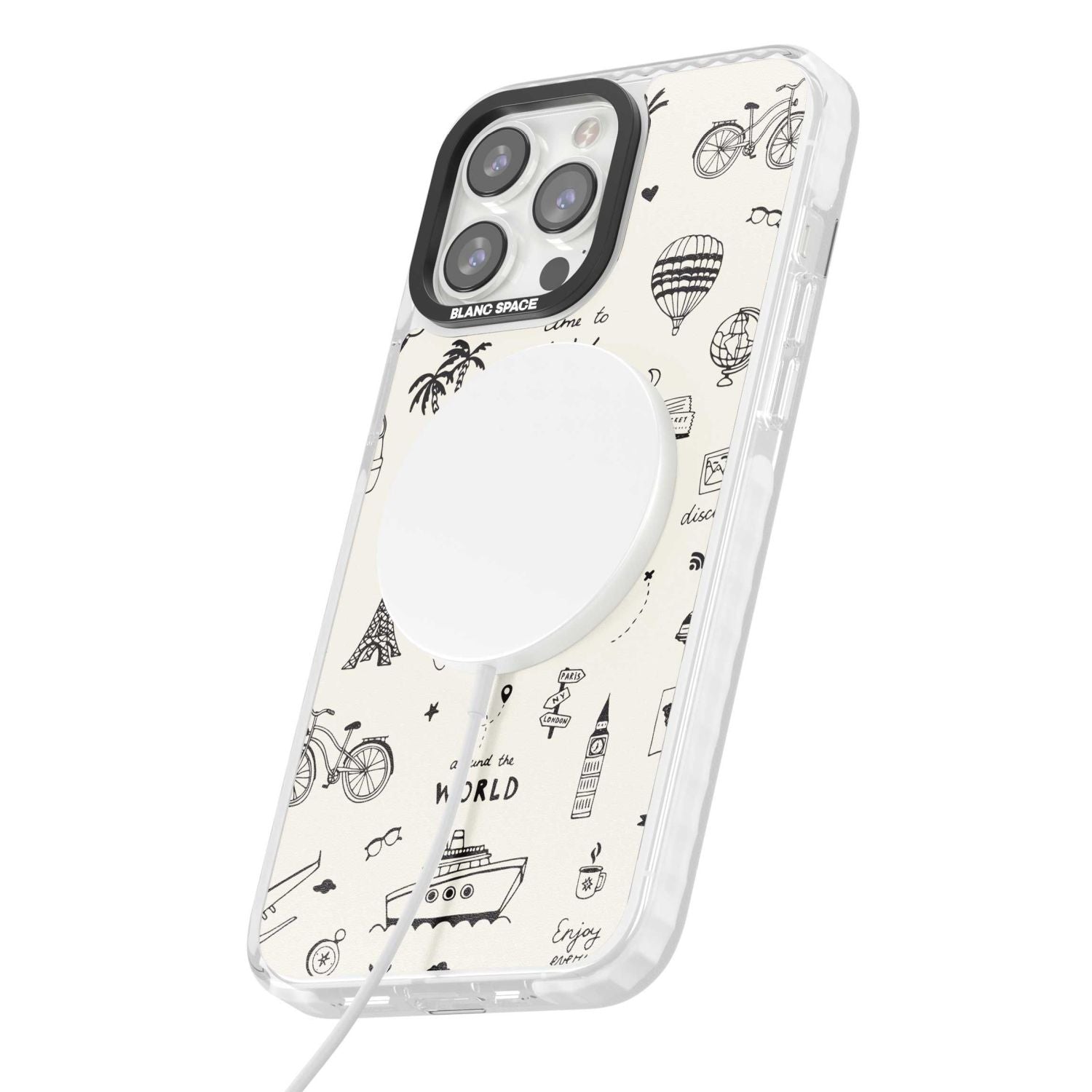 Cute Travel Pattern, White On