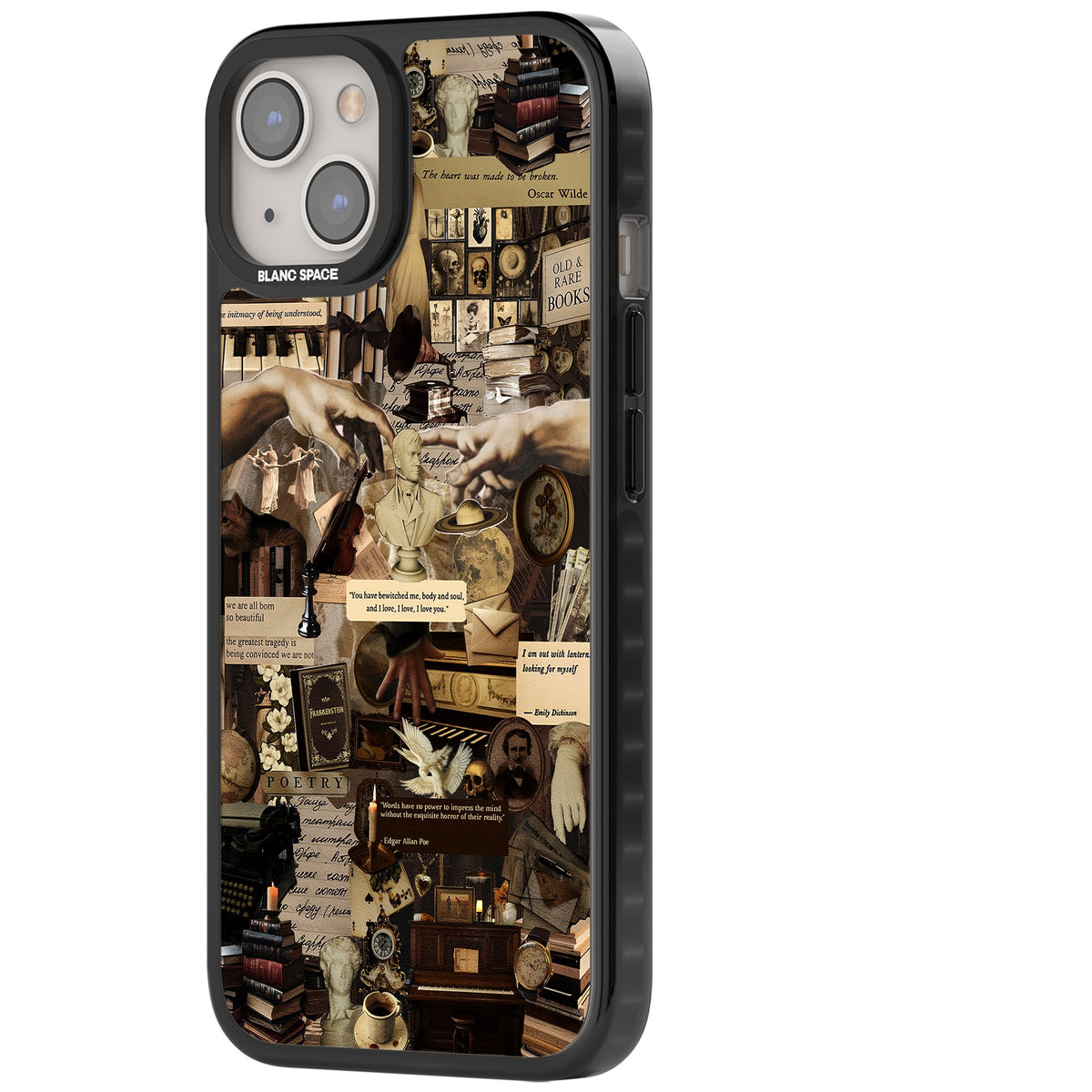 Antique Collage iPhone 12 / 12 Pro / iPhone 13 / iPhone 14 / iPhone 14 Plus / iPhone 15 / iPhone 15 Plus Impact Black Phone Case side