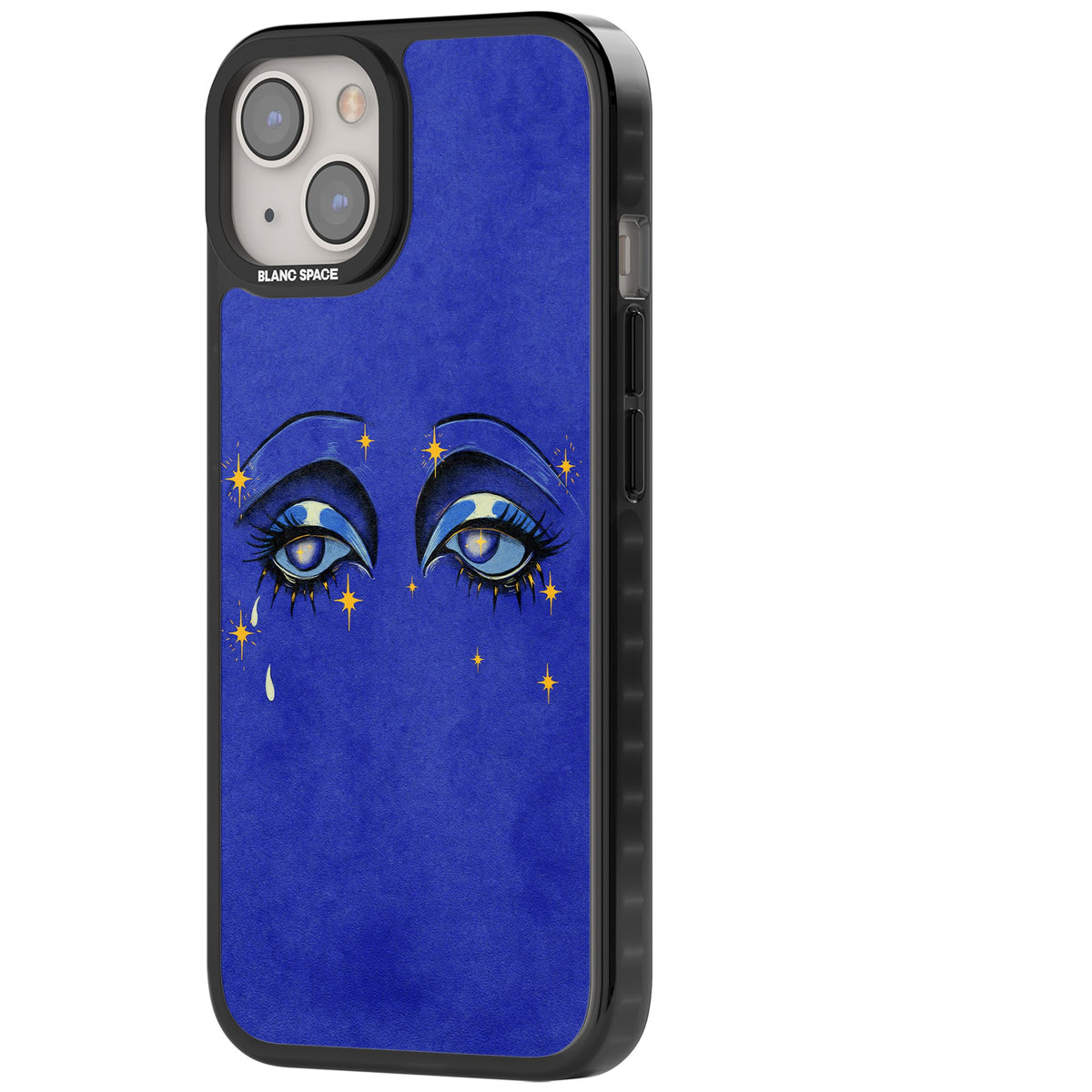 Blue Mystic Eyes iPhone 12 / 12 Pro / iPhone 13 / iPhone 14 / iPhone 14 Plus / iPhone 15 / iPhone 15 Plus Impact Black Phone Case side