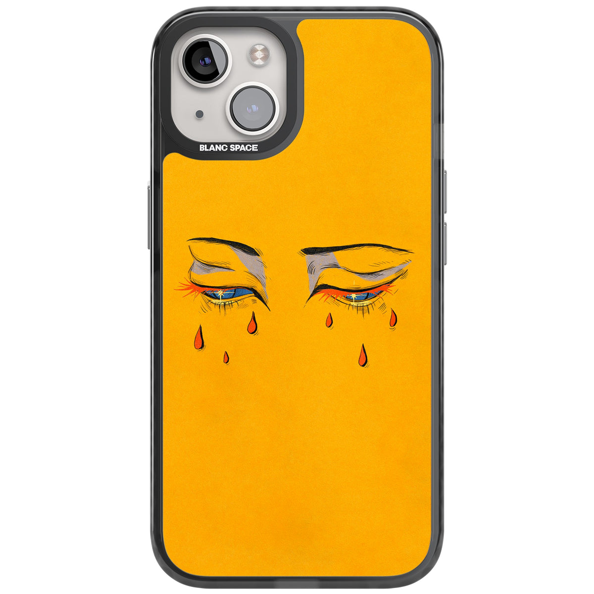 Yellow Tearful Eyes iPhone 12 / 12 Pro / iPhone 13 / iPhone 14 / iPhone 14 Plus / iPhone 15 / iPhone 15 Plus Impact Black Phone Case front