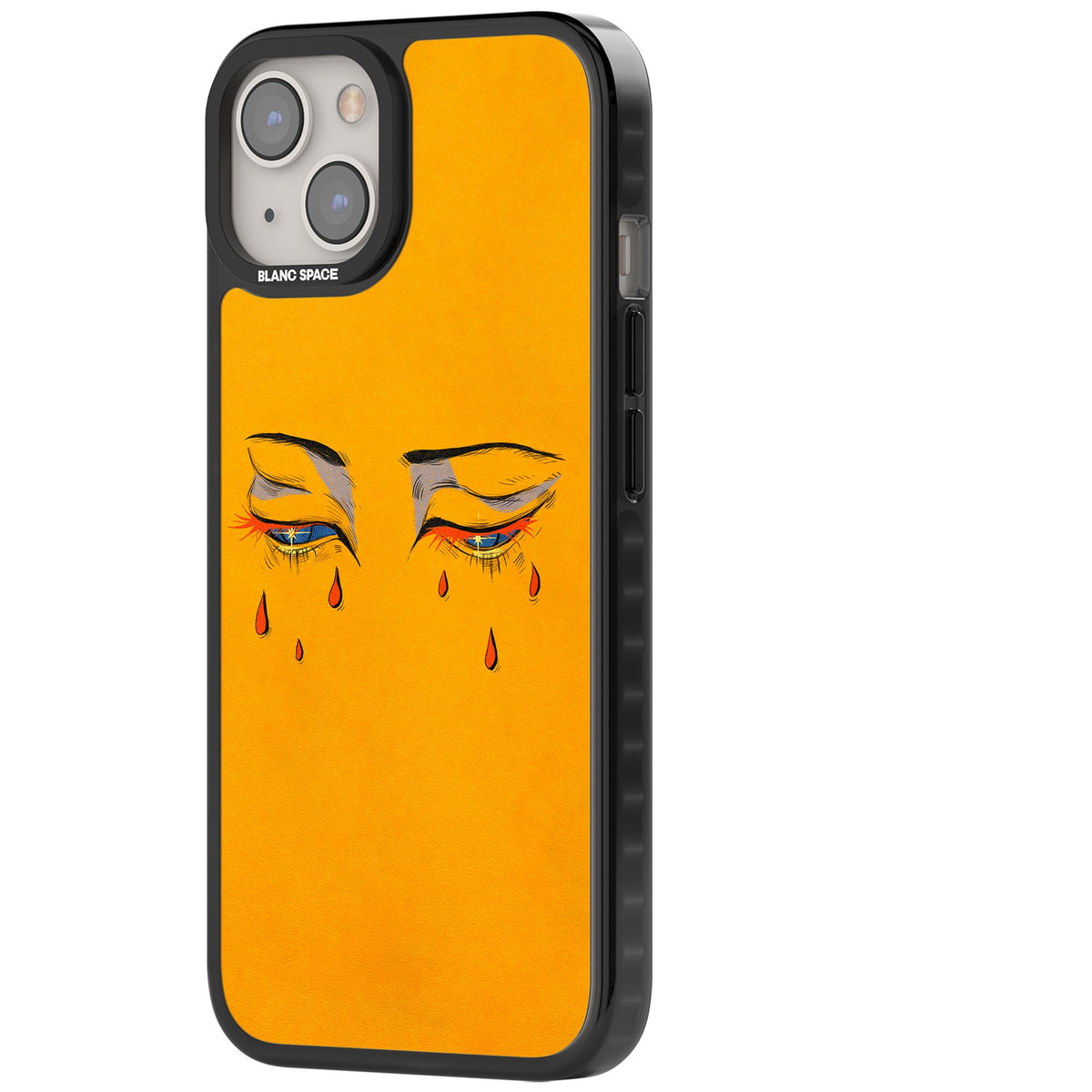 Yellow Tearful Eyes iPhone 12 / 12 Pro / iPhone 13 / iPhone 14 / iPhone 14 Plus / iPhone 15 / iPhone 15 Plus Impact Black Phone Case side