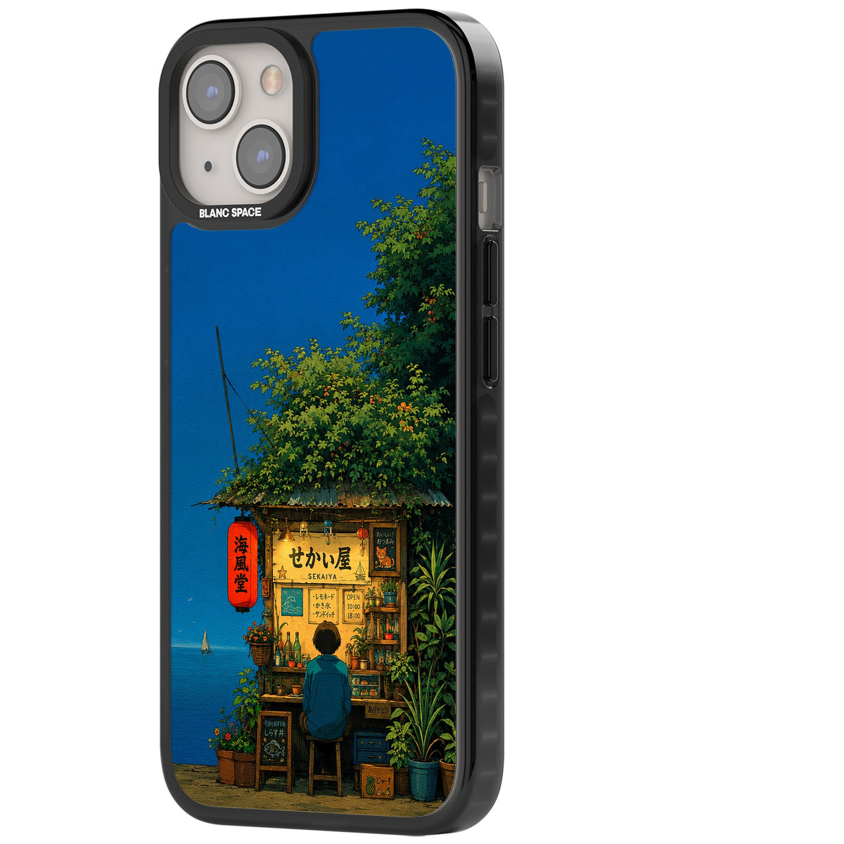 The Shirahama Kiosk iPhone 12 / 12 Pro / iPhone 13 / iPhone 14 / iPhone 14 Plus / iPhone 15 / iPhone 15 Plus Impact Black Phone Case side