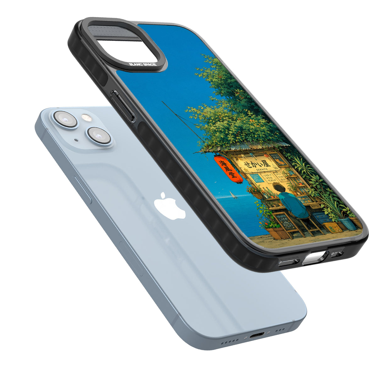 The Shirahama Kiosk iPhone 12 / 12 Pro / iPhone 13 / iPhone 14 / iPhone 14 Plus / iPhone 15 / iPhone 15 Plus Impact Black Phone Case angled