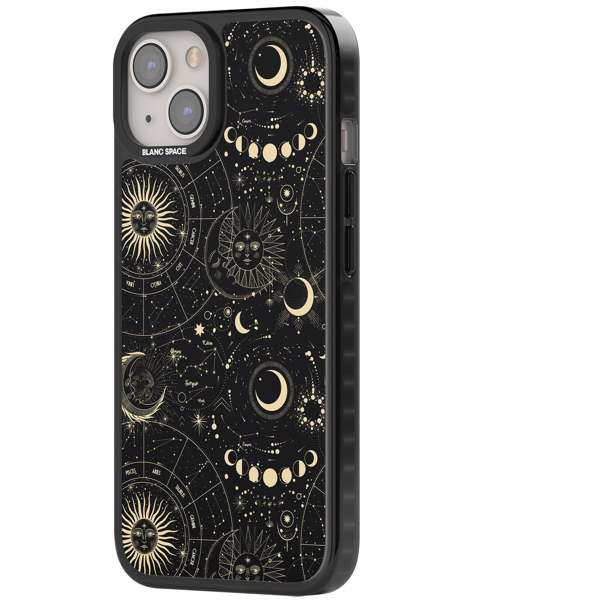 Celestial Cipher iPhone 12 / 12 Pro / iPhone 13 / iPhone 14 / iPhone 14 Plus / iPhone 15 / iPhone 15 Plus Impact Black Phone Case side