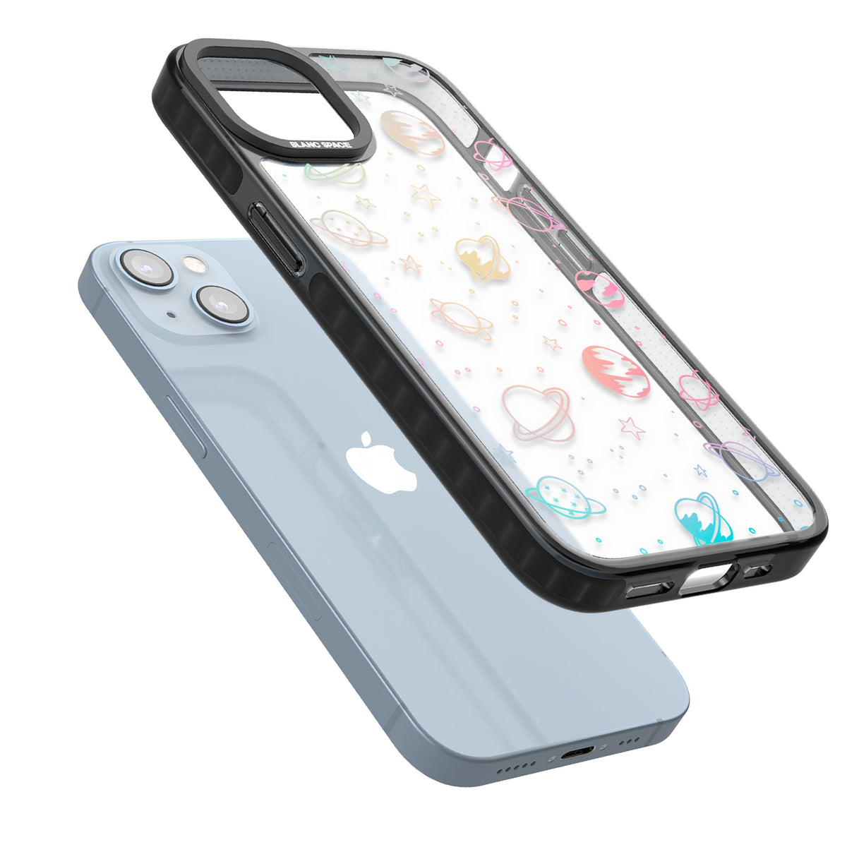Pastel Cosmos iPhone 12 / 12 Pro / iPhone 13 / iPhone 14 / iPhone 14 Plus / iPhone 15 / iPhone 15 Plus Impact Black Phone Case angled