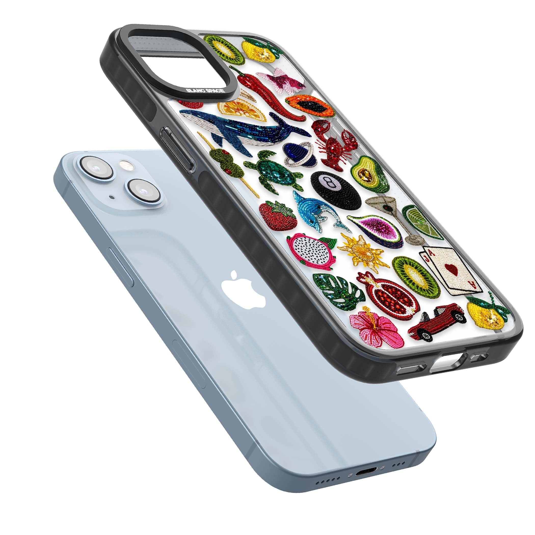 Beaded Mix cute iPhone case | Black Impact case for iPhone 13, iPhone 14, iPhone 15