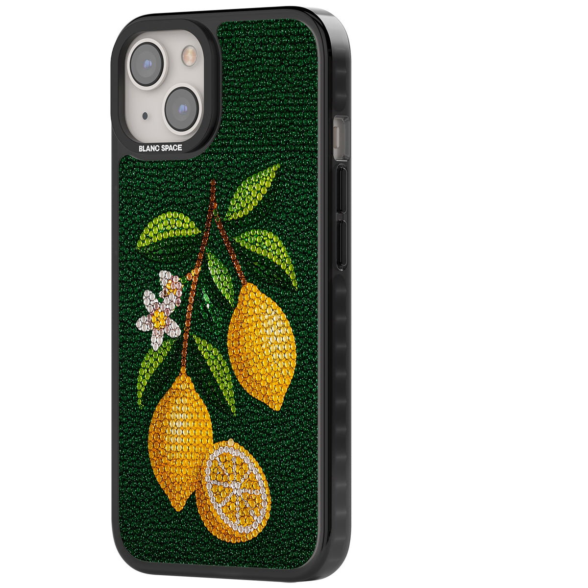 Beaded Lemons iPhone 12 / 12 Pro / iPhone 13 / iPhone 14 / iPhone 14 Plus / iPhone 15 / iPhone 15 Plus Impact Black Phone Case side