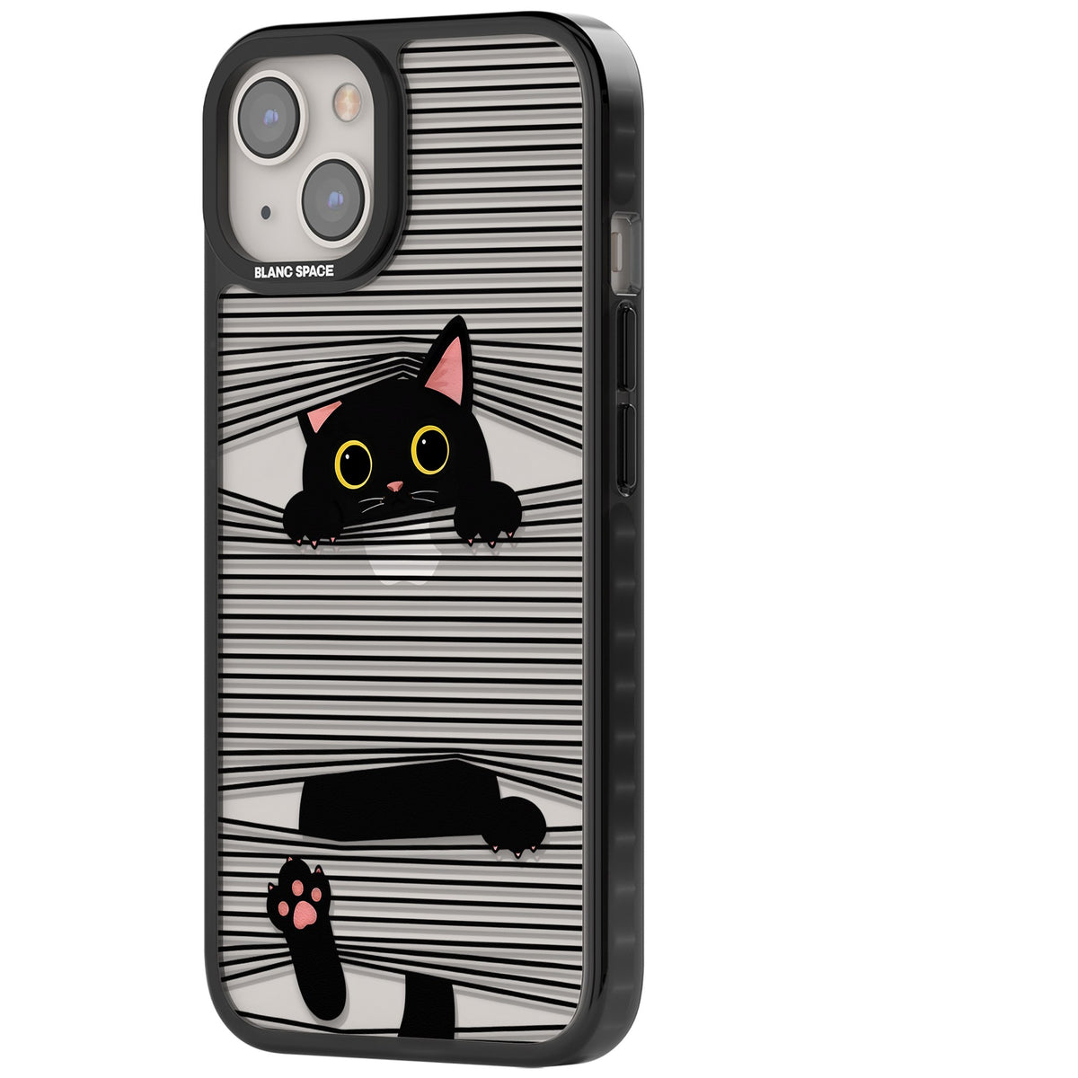 Peek-a-Boo Cat iPhone 12 / 12 Pro / iPhone 13 / iPhone 14 / iPhone 14 Plus / iPhone 15 / iPhone 15 Plus Impact Black Phone Case side