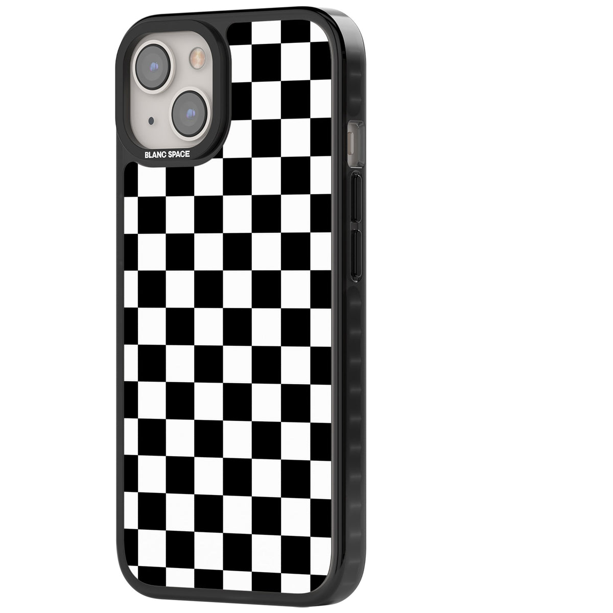 Checkerboard iPhone 12 / 12 Pro / iPhone 13 / iPhone 14 / iPhone 14 Plus / iPhone 15 / iPhone 15 Plus Impact Black Phone Case side