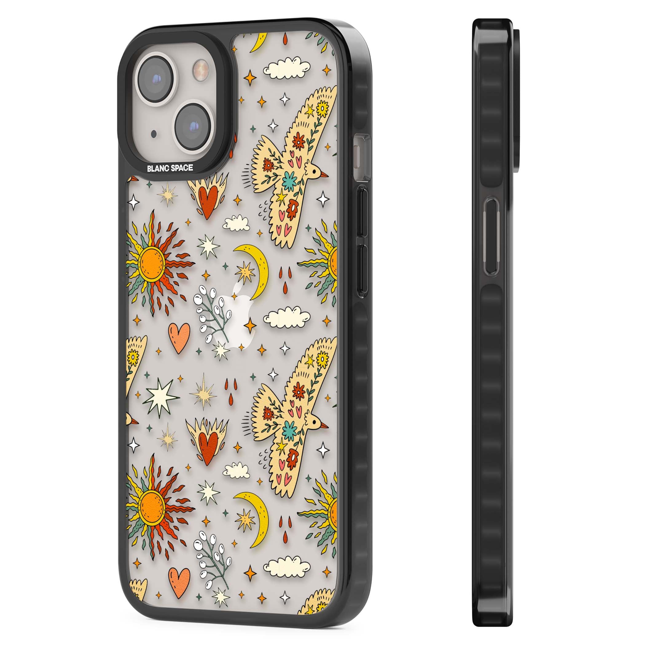 Elevate Your Phone'S Style With This Boho Celestial Sun & Eye Phone Case, Featuring A Mystical Blend Of Suns, All-Seeing Eyes, Butterflies, Stars, And
