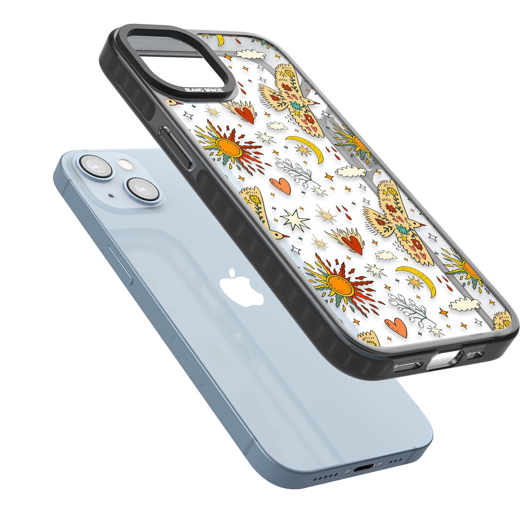 Elevate Your Phone'S Style With This Boho Celestial Sun & Eye Phone Case, Featuring A Mystical Blend Of Suns, All-Seeing Eyes, Butterflies, Stars, And