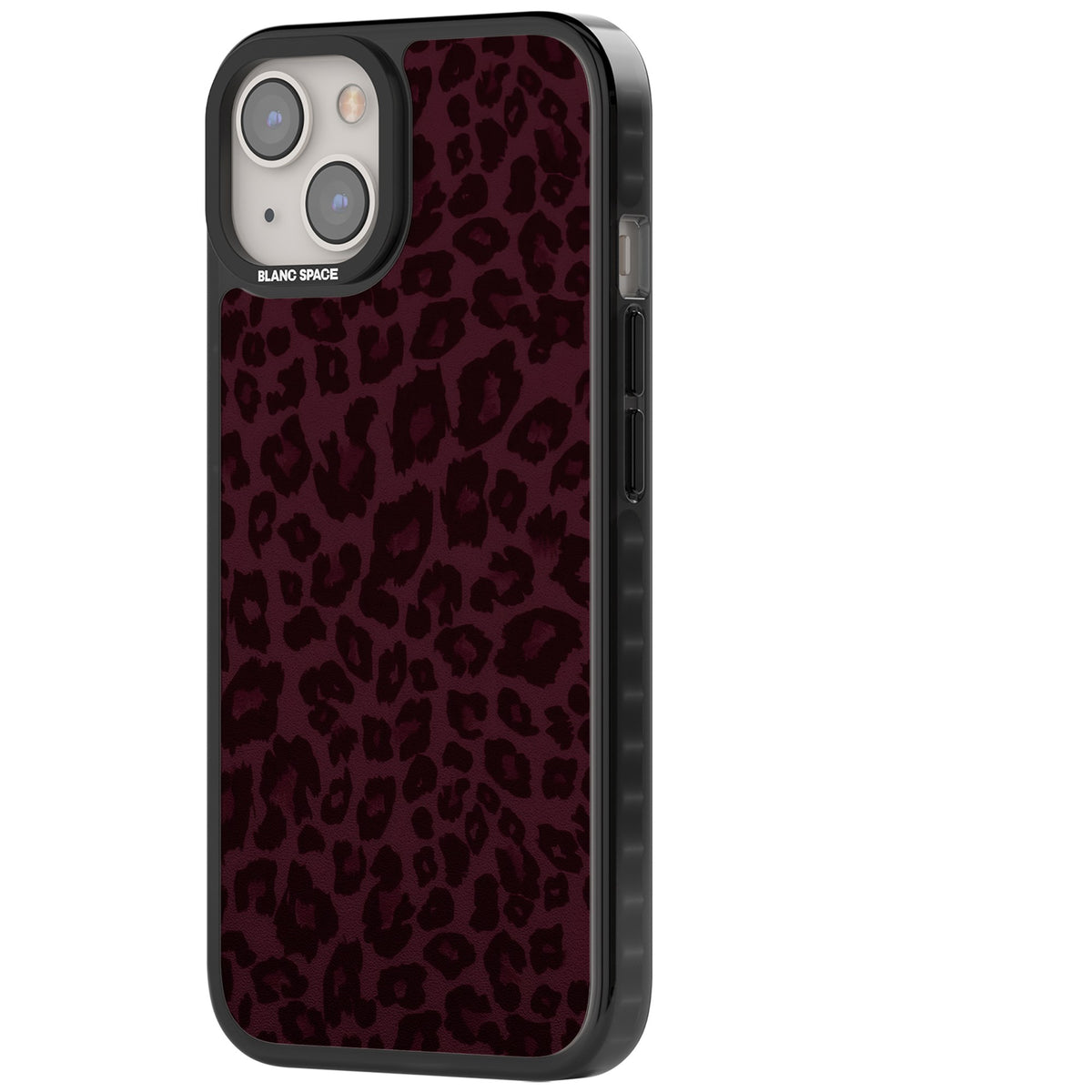 Burgundy Leopard iPhone 12 / 12 Pro / iPhone 13 / iPhone 14 / iPhone 14 Plus / iPhone 15 / iPhone 15 Plus Impact Black Phone Case side