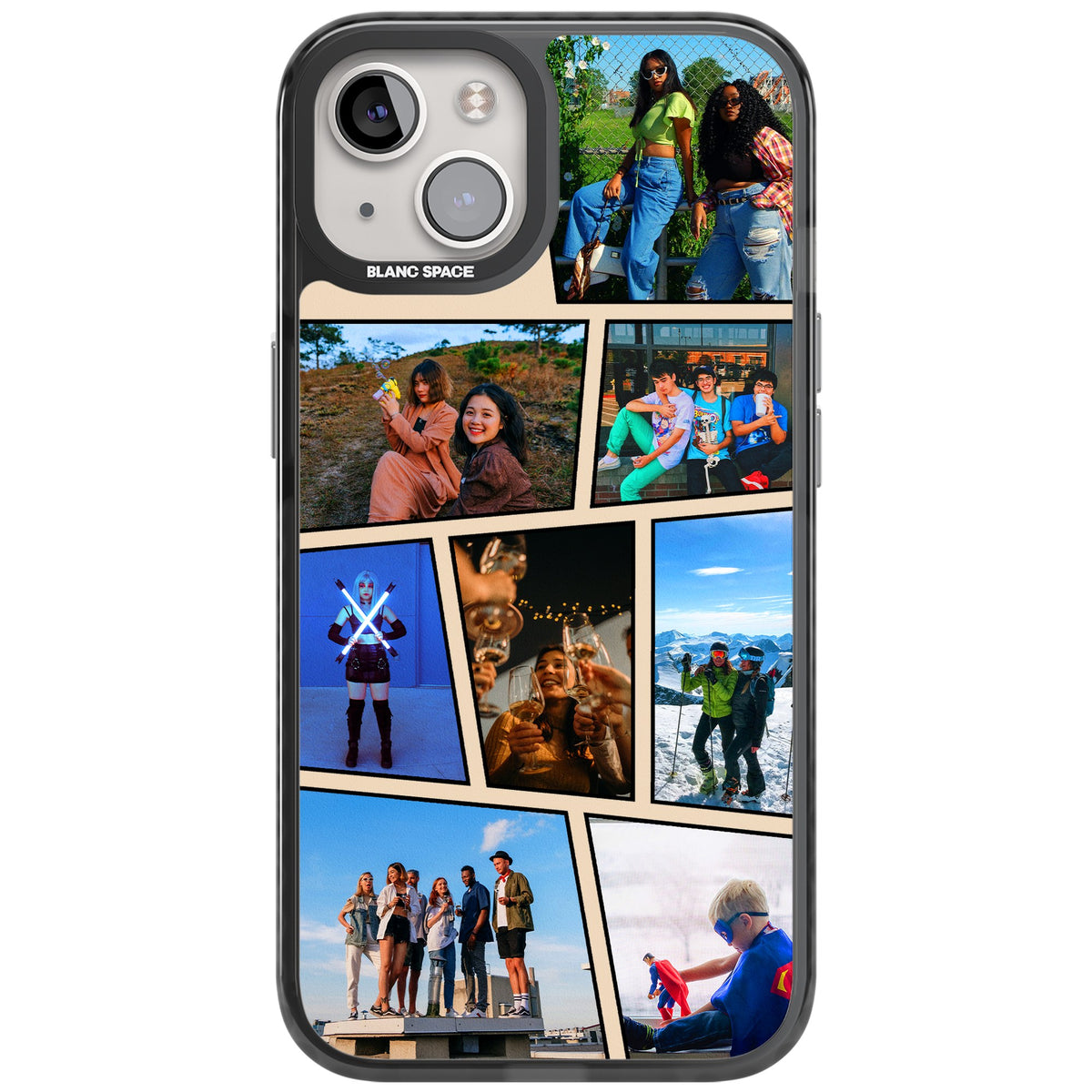 Personalised Comic Strip Photo iPhone 12 / 12 Pro / iPhone 13 / iPhone 14 / iPhone 14 Plus / iPhone 15 / iPhone 15 Plus Impact Black Phone Case front