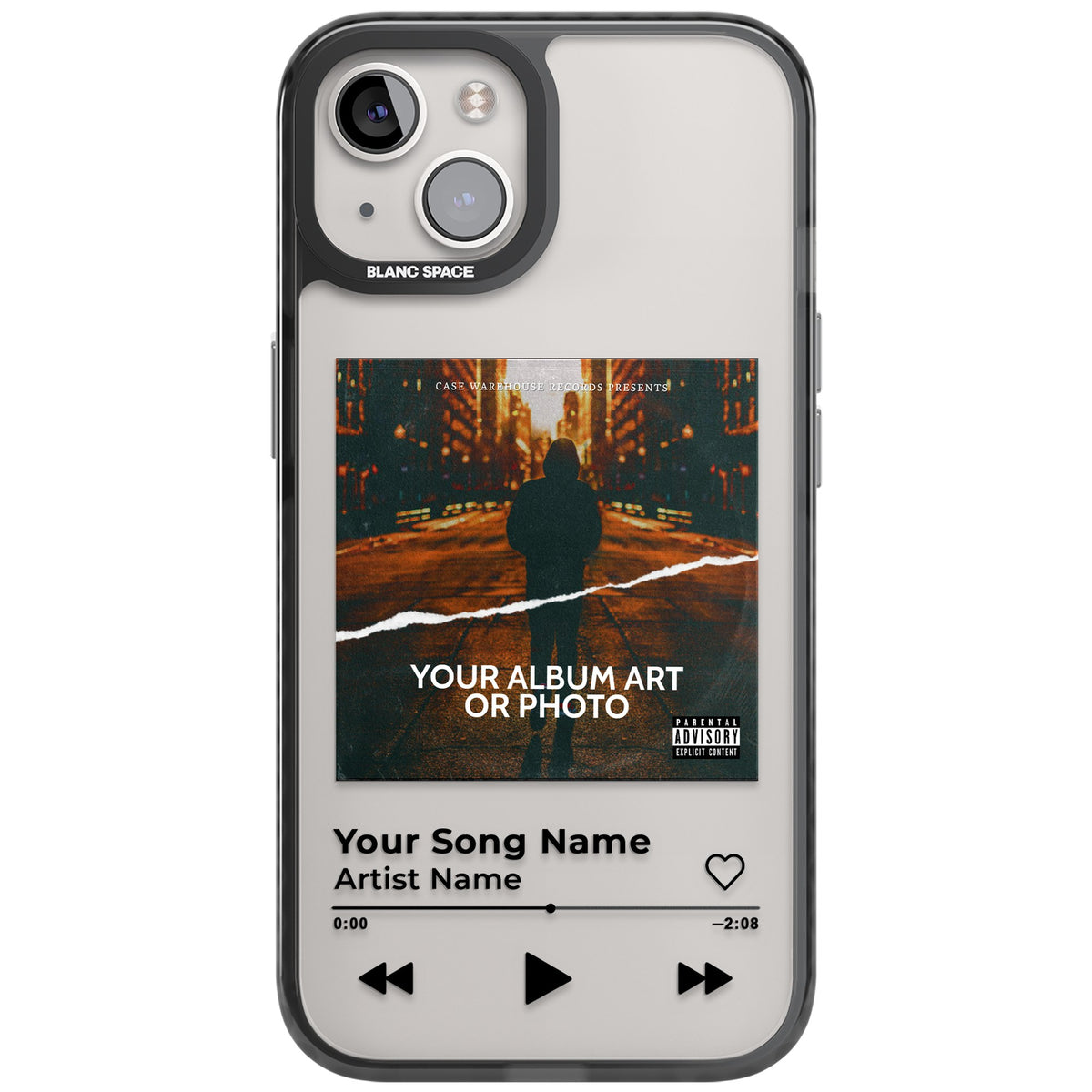 Personalised Music Player iPhone 12 / 12 Pro / iPhone 13 / iPhone 14 / iPhone 14 Plus / iPhone 15 / iPhone 15 Plus Impact Black Phone Case front