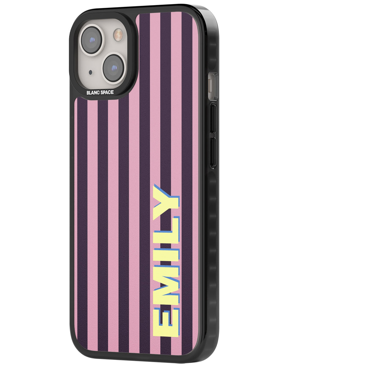 Personalised Lebanese Stripe iPhone 12 / 12 Pro / iPhone 13 / iPhone 14 / iPhone 14 Plus / iPhone 15 / iPhone 15 Plus Impact Black Phone Case side
