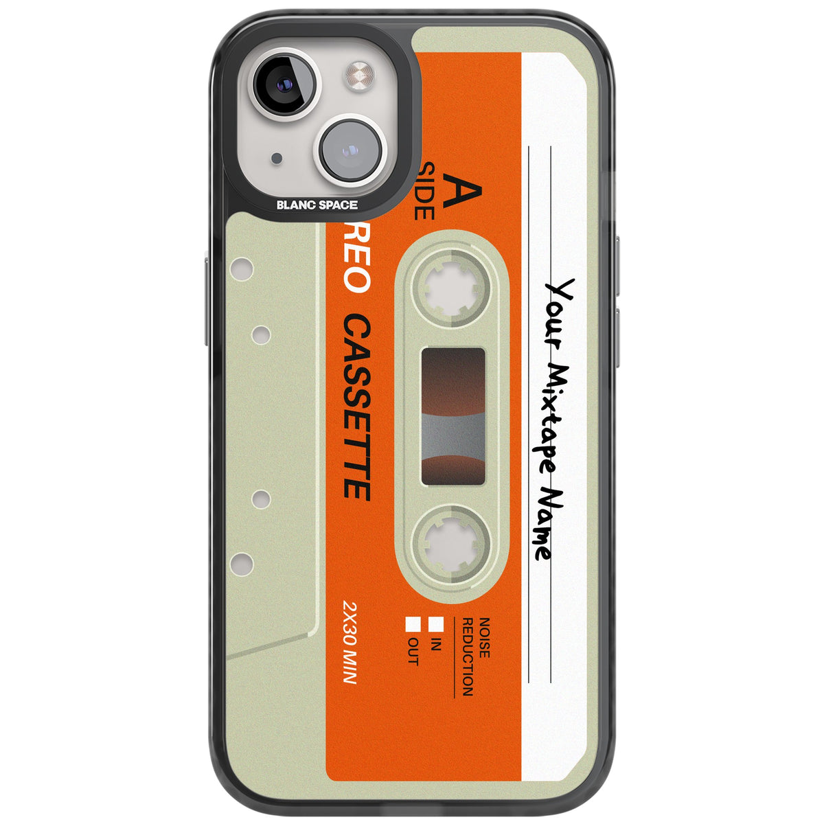 Personalised Retro Cassette Classic iPhone 12 / 12 Pro / iPhone 13 / iPhone 14 / iPhone 14 Plus / iPhone 15 / iPhone 15 Plus Impact Black Phone Case front