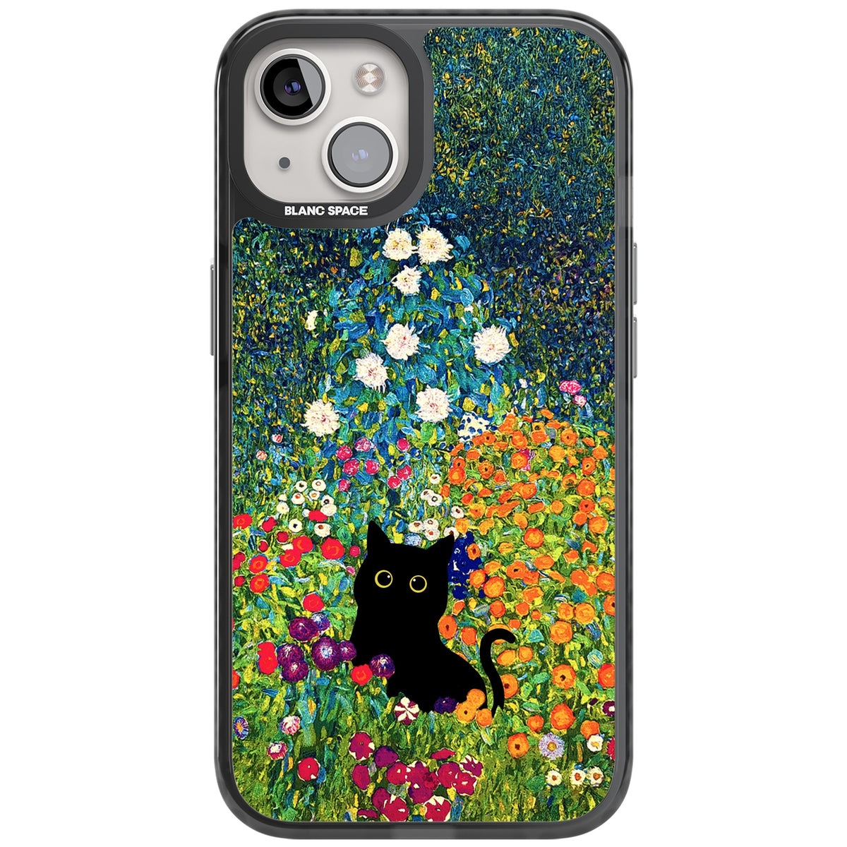 Cat in Klimt's Garden iPhone 12 / 12 Pro / iPhone 13 / iPhone 14 / iPhone 14 Plus / iPhone 15 / iPhone 15 Plus Impact Black Phone Case front