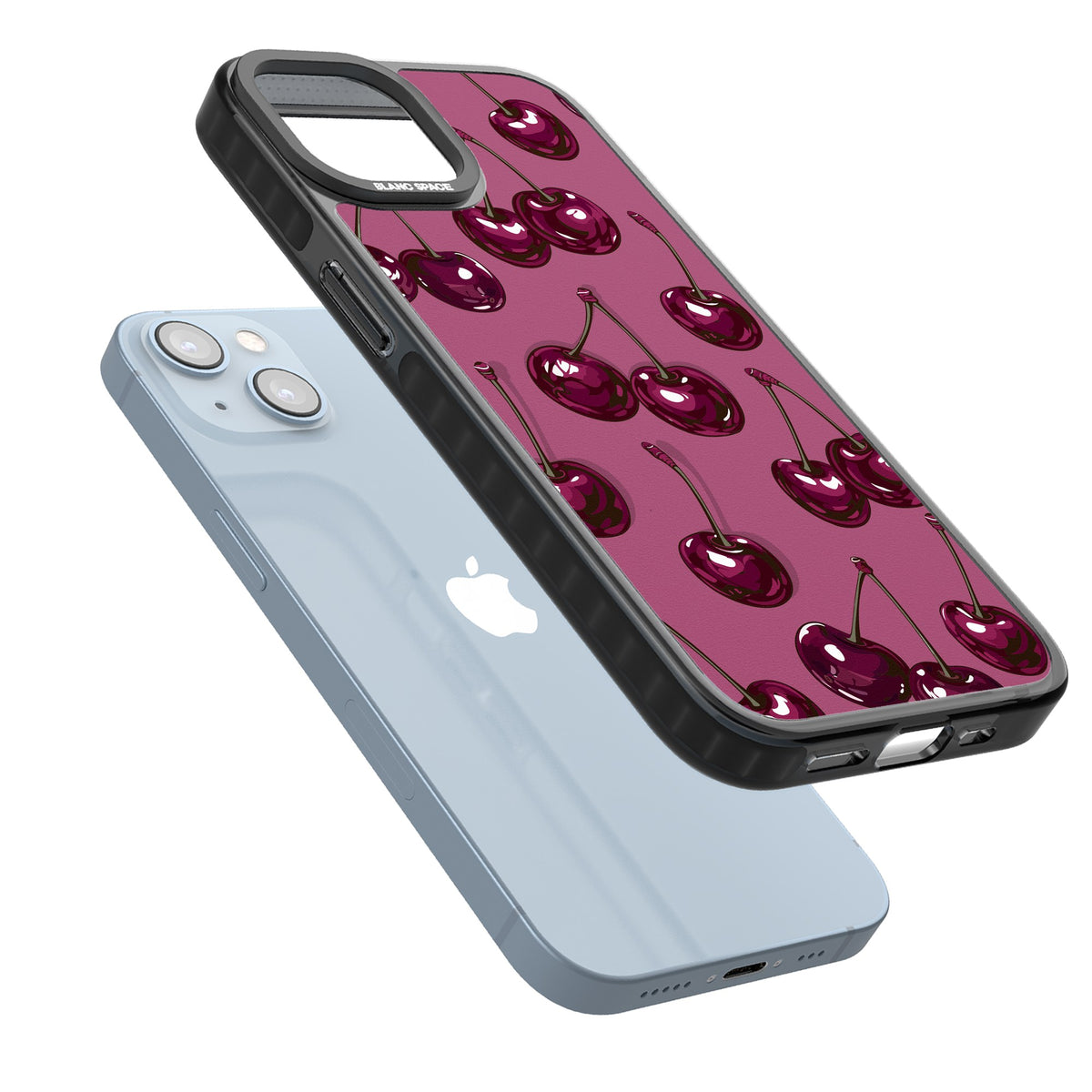 Cherry Soda iPhone 12 / 12 Pro / iPhone 13 / iPhone 14 / iPhone 14 Plus / iPhone 15 / iPhone 15 Plus Impact Black Phone Case angled