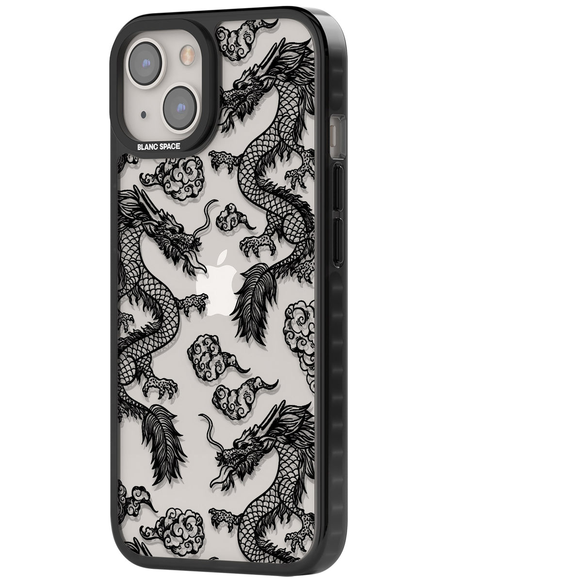 Black Dragons iPhone 12 / 12 Pro / iPhone 13 / iPhone 14 / iPhone 14 Plus / iPhone 15 / iPhone 15 Plus Impact Black Phone Case side