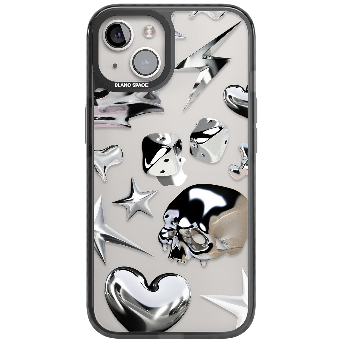 Chromed iPhone 12 / 12 Pro / iPhone 13 / iPhone 14 / iPhone 14 Plus / iPhone 15 / iPhone 15 Plus Impact Black Phone Case front