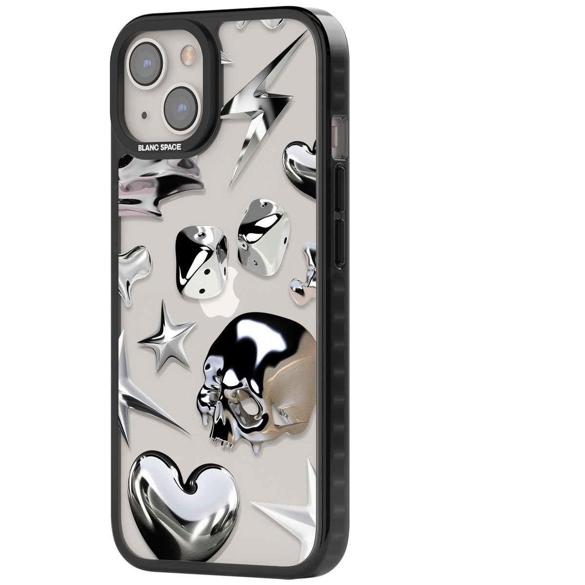 Chromed iPhone 12 / 12 Pro / iPhone 13 / iPhone 14 / iPhone 14 Plus / iPhone 15 / iPhone 15 Plus Impact Black Phone Case side