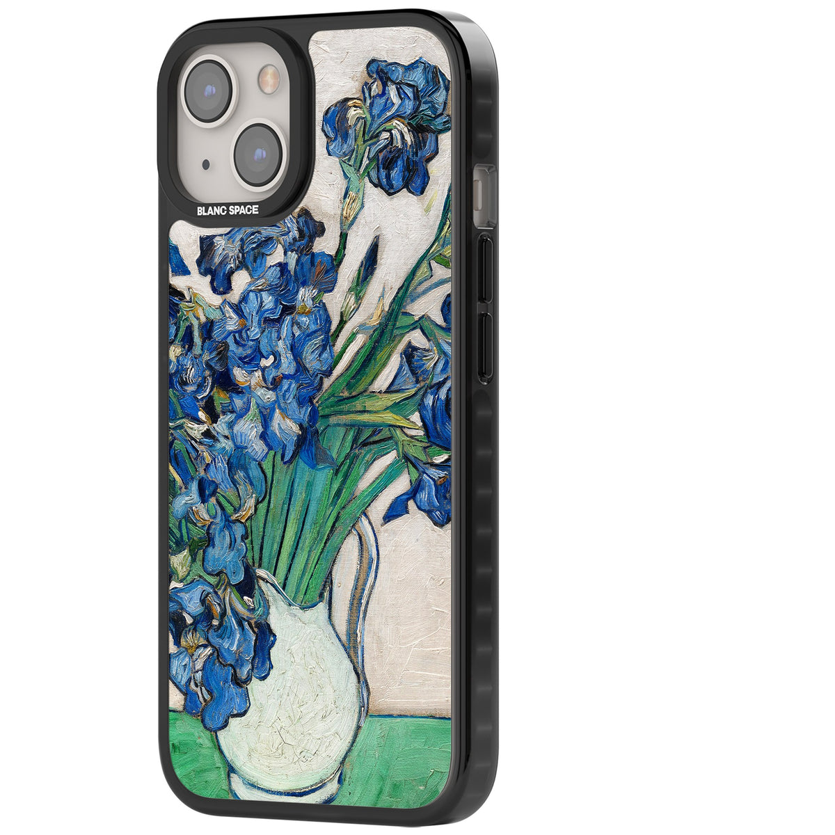 Irises By Vincent Van Gogh iPhone 12 / 12 Pro / iPhone 13 / iPhone 14 / iPhone 14 Plus / iPhone 15 / iPhone 15 Plus Impact Black Phone Case side